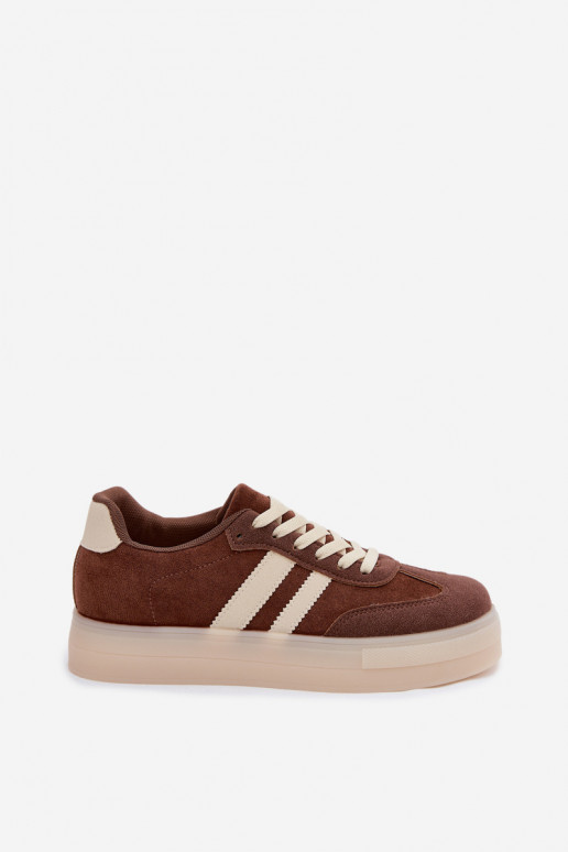 Sneakers marroni con piattaforma Giselia