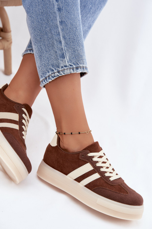 Sneakers marroni con piattaforma Giselia