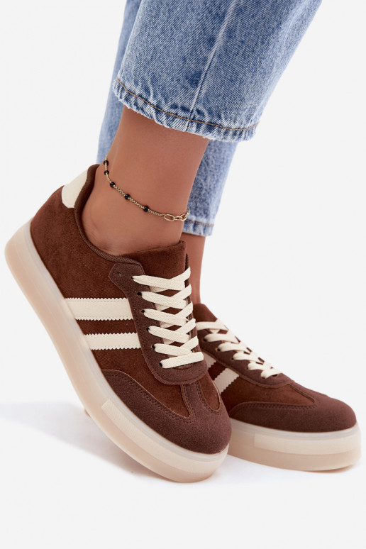 Sneakers marroni con piattaforma Giselia