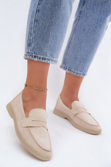 Mocassini in faux suede beige da donna Renelia