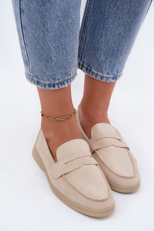 Mocassini in faux suede beige da donna Renelia