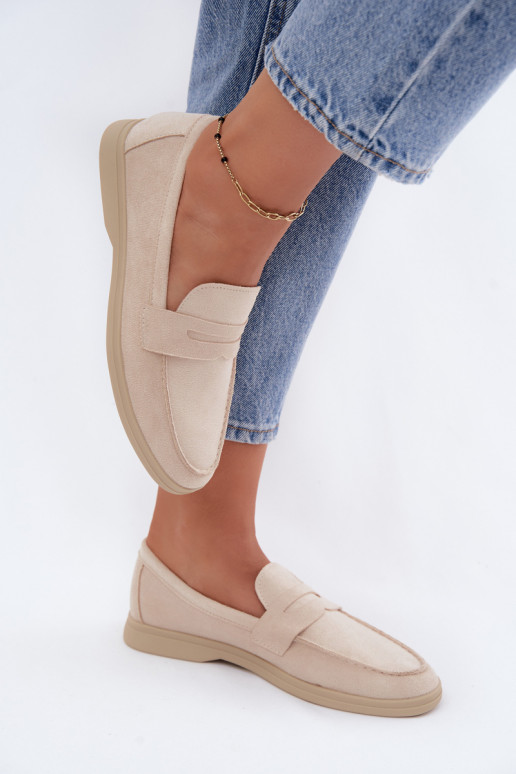 Mocassini in faux suede beige da donna Renelia