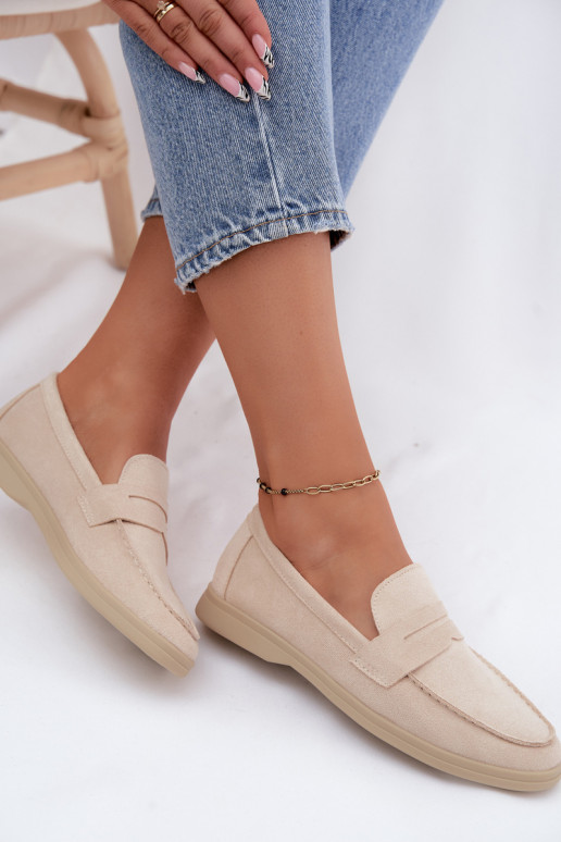 Mocassini in faux suede beige da donna Renelia