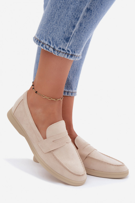 Mocassini in faux suede beige da donna Renelia