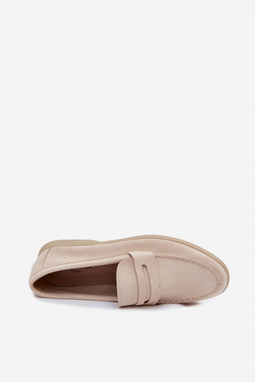Mocassini in faux suede beige da donna Renelia