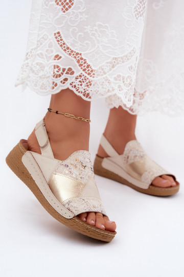Sandali beige con piattaforma Su Braid Tai turiciejka L7067-04