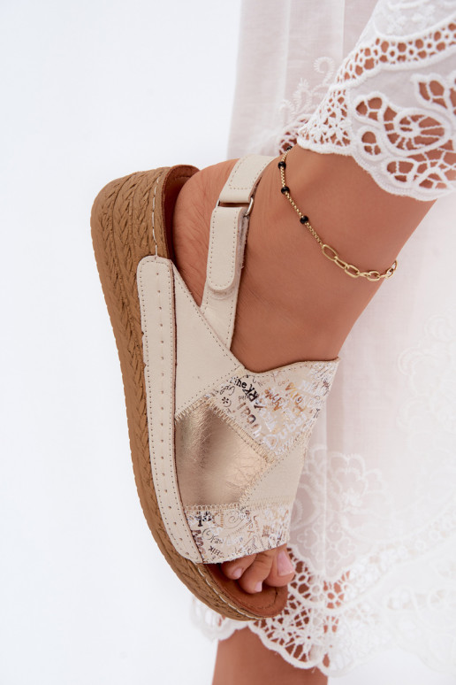 Sandali beige con piattaforma Su Braid Tai turiciejka L7067-04