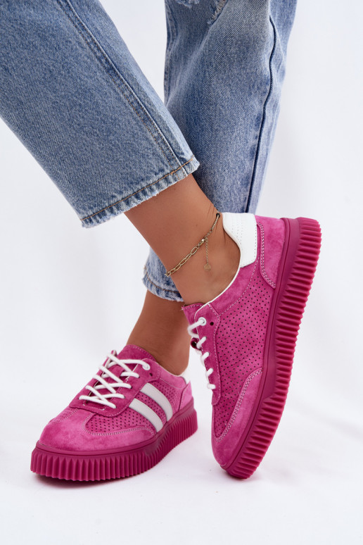 Sneakers rosa in suede con piattaforma Artelle