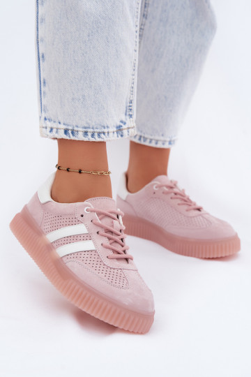 Sneakers rosa in suede con piattaforma Artelle