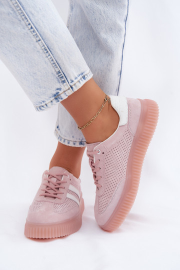 Sneakers rosa in suede con piattaforma Artelle 2