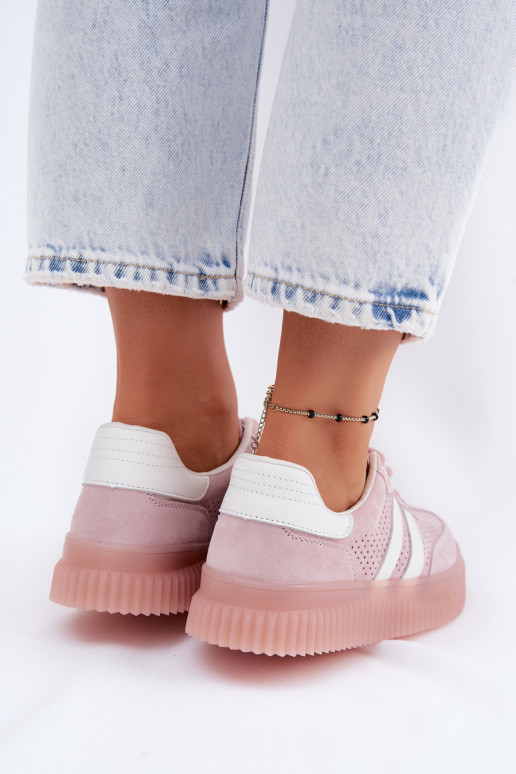 Sneakers rosa in suede con piattaforma Artelle