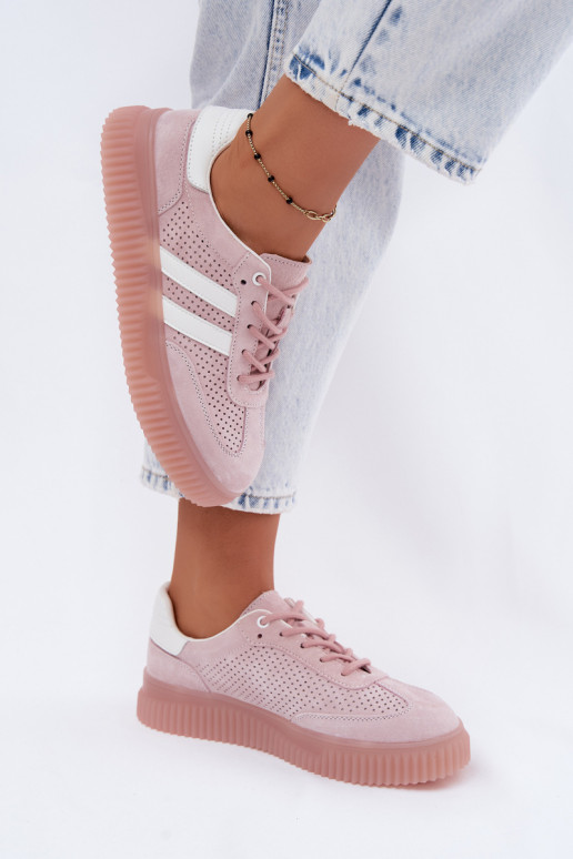 Sneakers rosa in suede con piattaforma Artelle