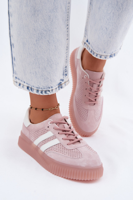 Sneakers rosa in suede con piattaforma Artelle