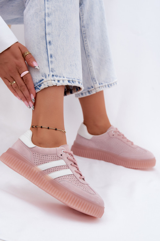 Sneakers rosa in suede con piattaforma Artelle