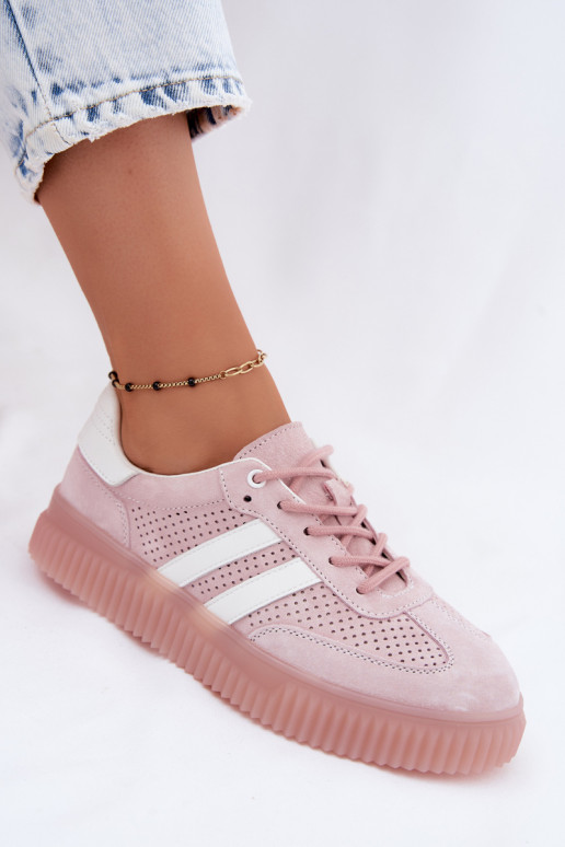 Sneakers rosa in suede con piattaforma Artelle