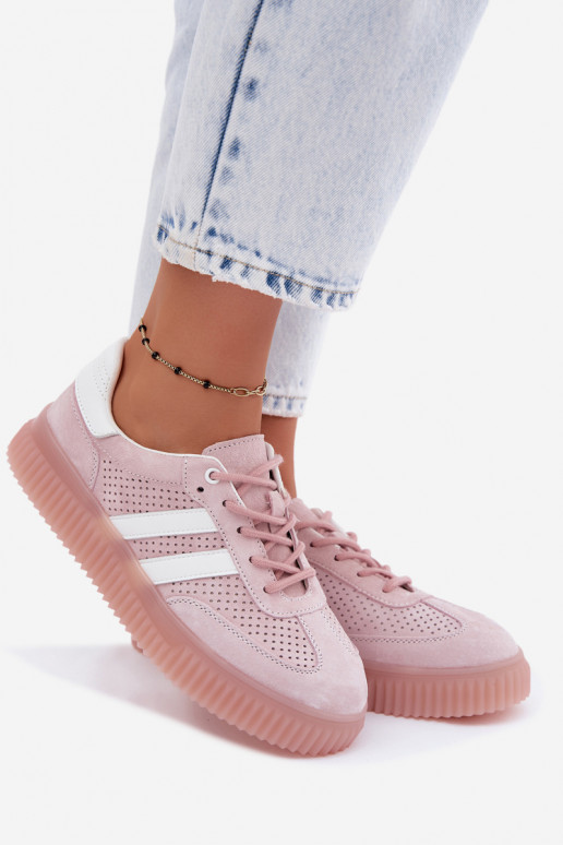 Sneakers rosa in suede con piattaforma Artelle