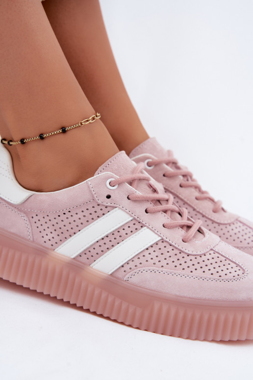 Sneakers rosa in suede con piattaforma Artelle