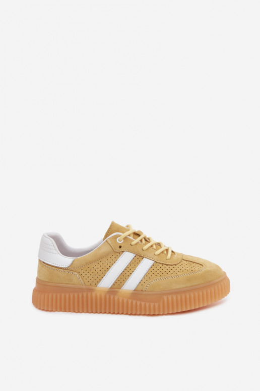 Sneakers gialli in faux suede con piattaforma Coralia
