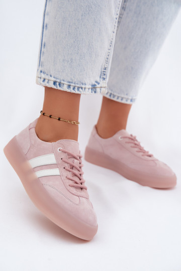 Sneakers rosa in faux suede con piattaforma Coralia