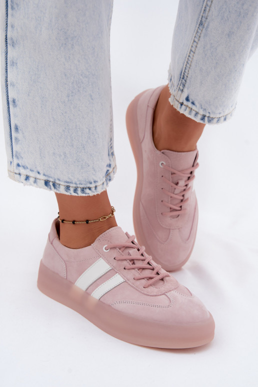 Sneakers rosa in faux suede con piattaforma Coralia