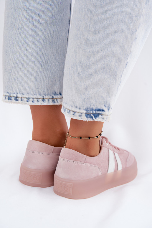 Sneakers rosa in faux suede con piattaforma Coralia