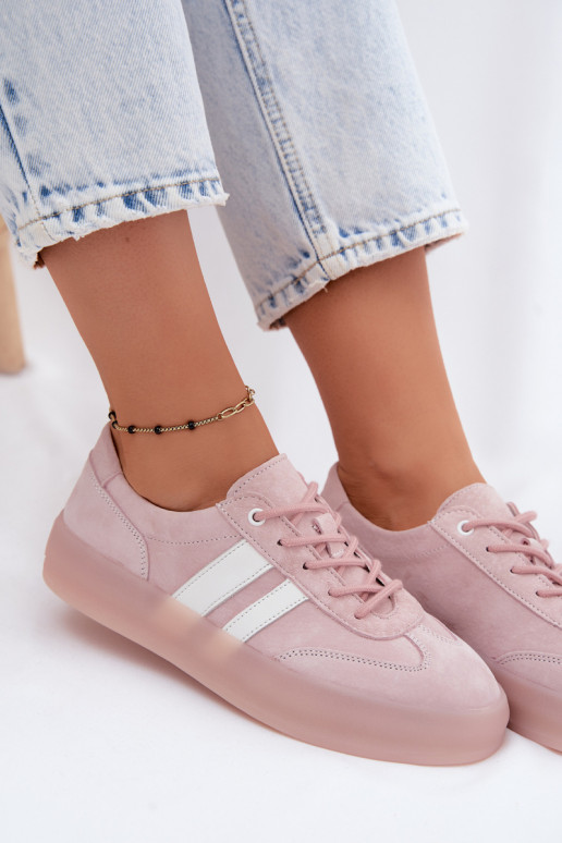 Sneakers rosa in faux suede con piattaforma Coralia