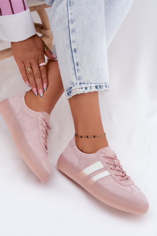 Sneakers rosa in faux suede con piattaforma Coralia