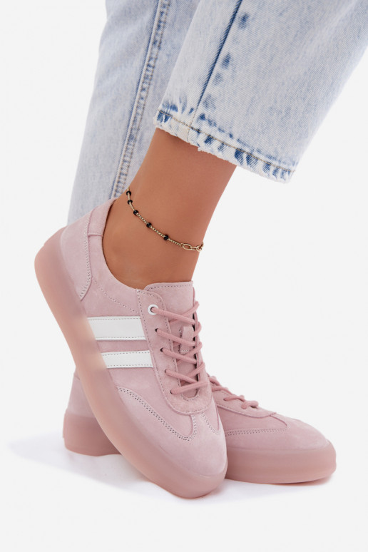 Sneakers rosa in faux suede con piattaforma Coralia
