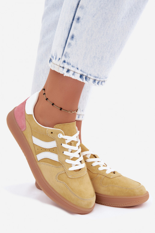 Sneakers gialli in suede con piattaforma Coressa