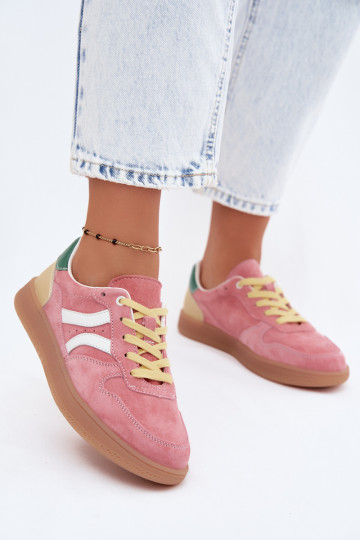 Sneakers rosa in suede con piattaforma Coressa
