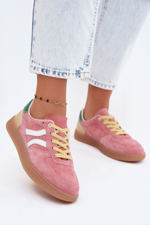 Sneakers rosa in suede con piattaforma Coressa