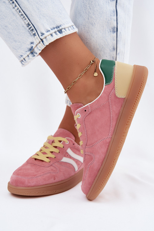 Sneakers rosa in suede con piattaforma Coressa