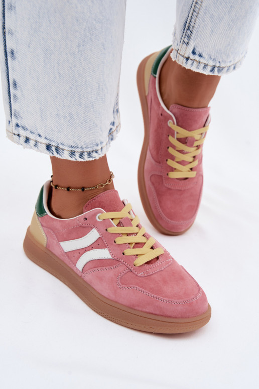 Sneakers rosa in suede con piattaforma Coressa