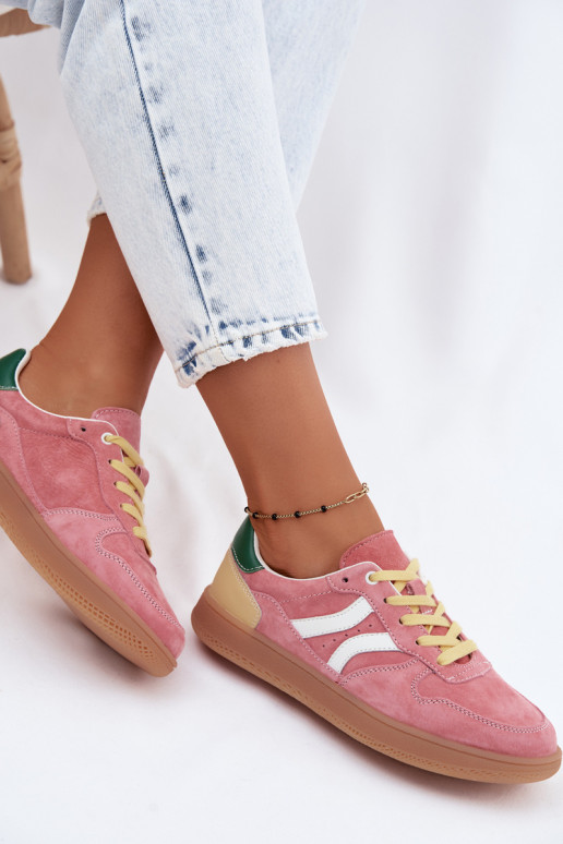 Sneakers rosa in suede con piattaforma Coressa