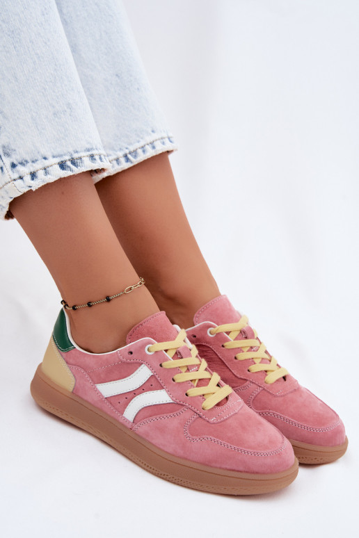 Sneakers rosa in suede con piattaforma Coressa