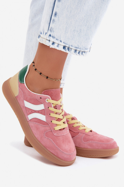 Sneakers rosa in suede con piattaforma Coressa