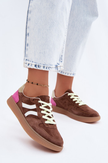 Sneakers marroni in suede con piattaforma Coressa