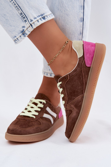 Sneakers marroni in suede con piattaforma Coressa 2
