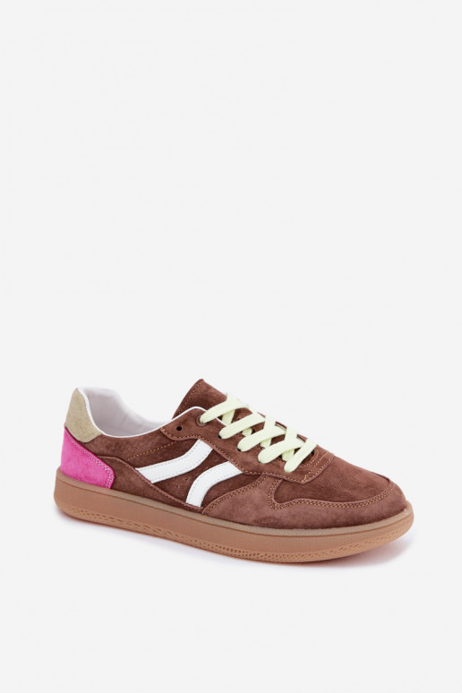 Sneakers marroni in suede con piattaforma Coressa