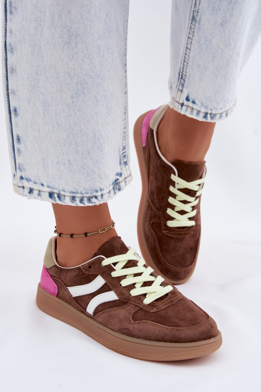 Sneakers marroni in suede con piattaforma Coressa
