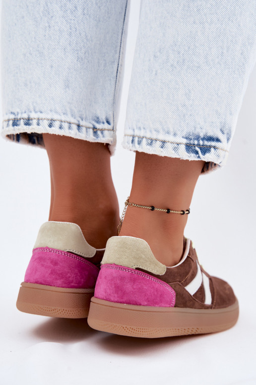 Sneakers marroni in suede con piattaforma Coressa
