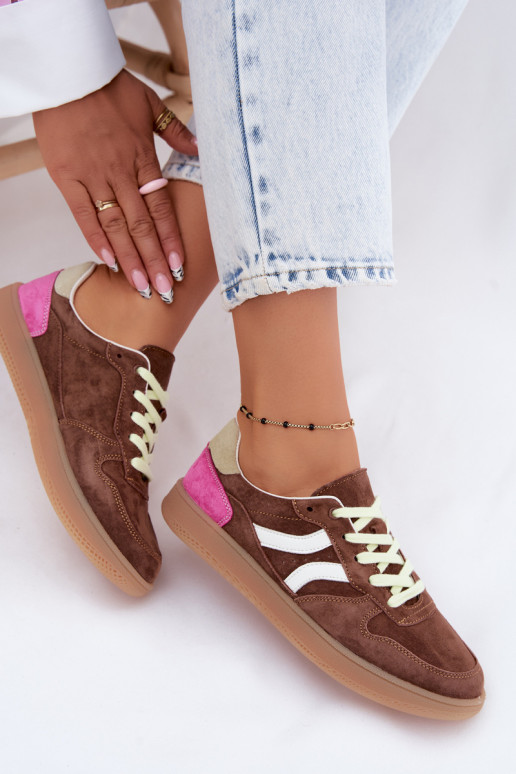 Sneakers marroni in suede con piattaforma Coressa