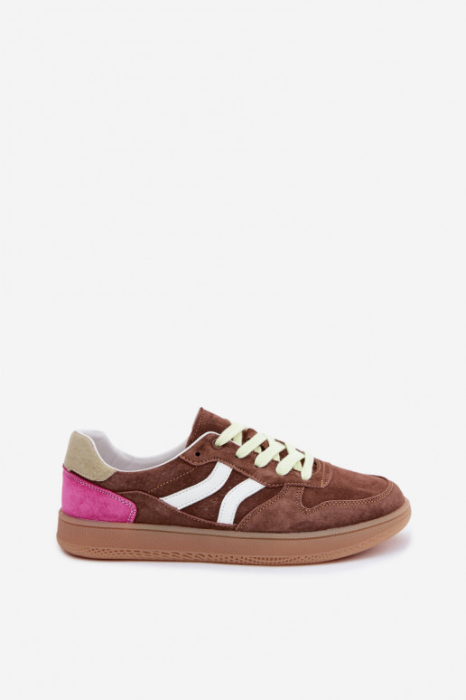 Sneakers marroni in suede con piattaforma Coressa