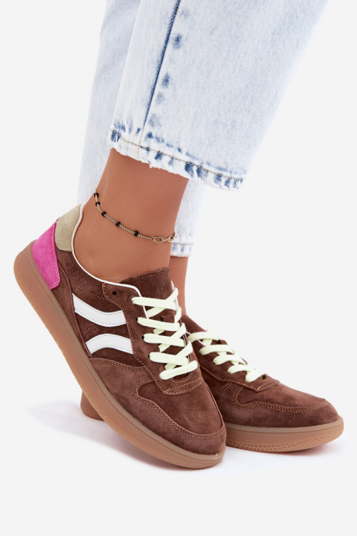 Sneakers marroni in suede con piattaforma Coressa