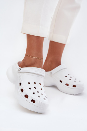 Pantofole da donna con suole chunky alla moda Big Star RR274A119 bianche 2
