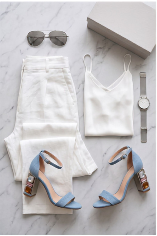 Sandali con tacco alto da donna con borchie scintillanti in denim Cloudie