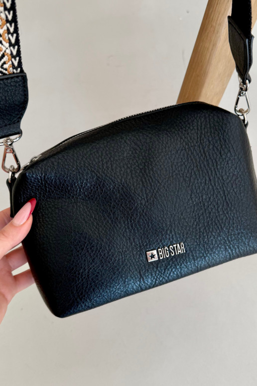 Piccola borsa nera con manici decorati Big Star OO574091
