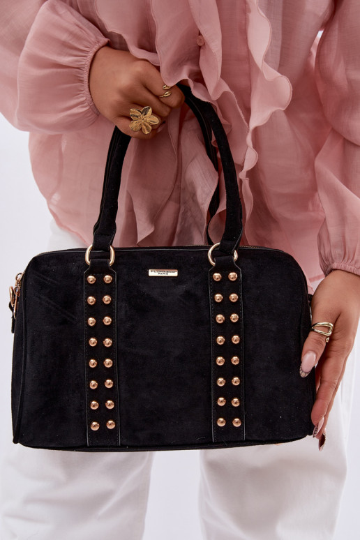 Borsa nera con borchie dorate Emelle