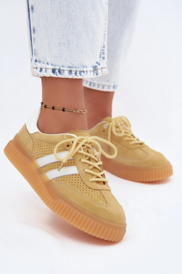 Sneakers gialli in suede con piattaforma Artelle