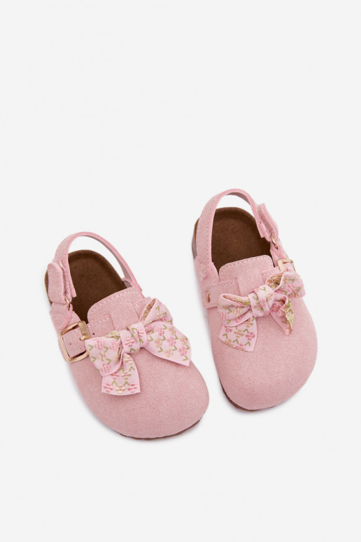Zoccoli per bambini con fiocchi in colore rosa Rosella